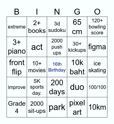 2025 goals Bingo Card