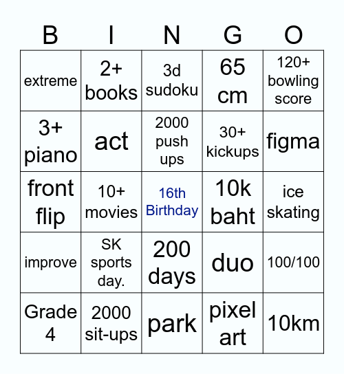 2025 goals Bingo Card