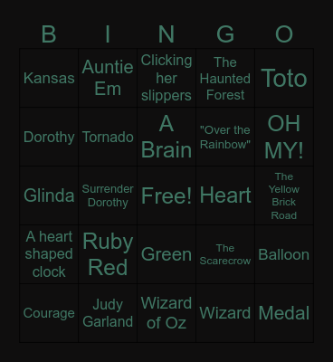 BINGO OF OZ Bingo Card