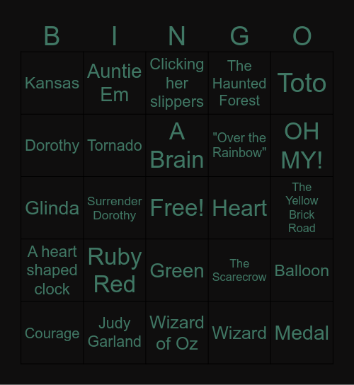 BINGO OF OZ Bingo Card