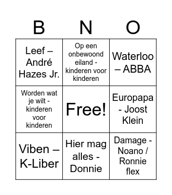 Oud & Opnieuw Muziek Bingo Card