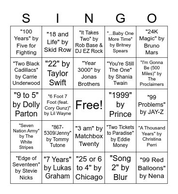 CS Entertainment Music Bingo - Numbers Bingo Card