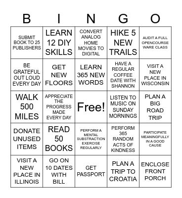 JENN'S 2025 GOALS Bingo Card