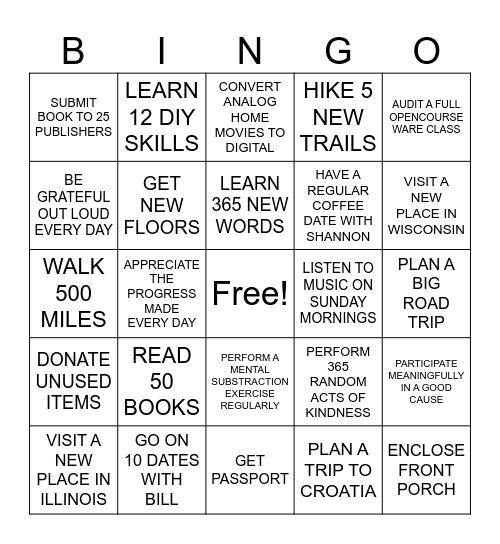 JENN'S 2025 GOALS Bingo Card