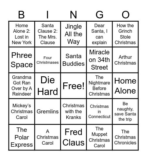 Last Christmas Bingo Card
