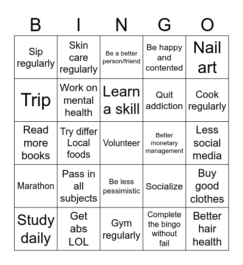 2025 Bingo Card