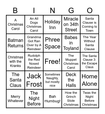 Last Christmas Bingo Card