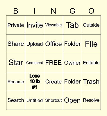 Google Docs Bingo Card