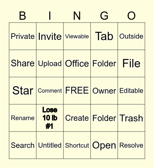 Google Docs Bingo Card