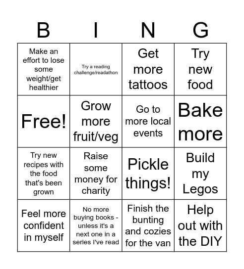 Sophie's 2025 Bingo Card