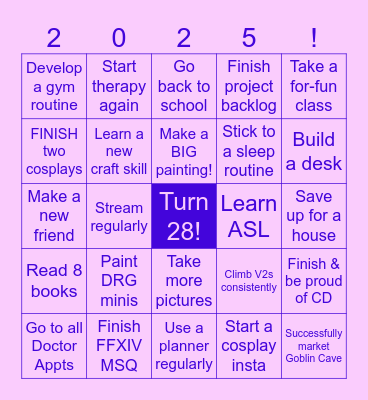 2025 Resolutions Bingo Card