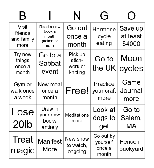 2025 Bingo Card