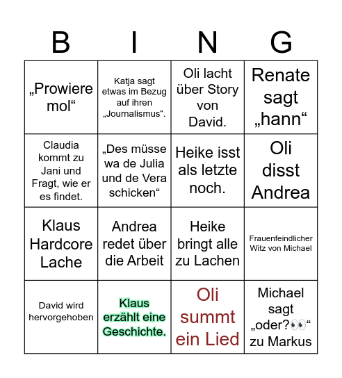 Silvester-Fondue 2024 Bingo Card