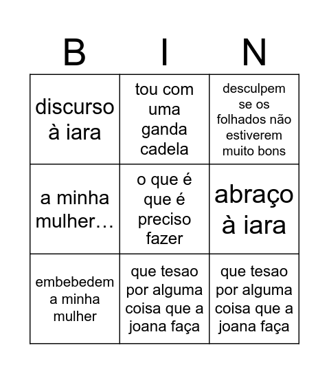 Ferreira Bingo Card