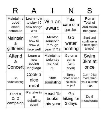 2025 Bingo Card
