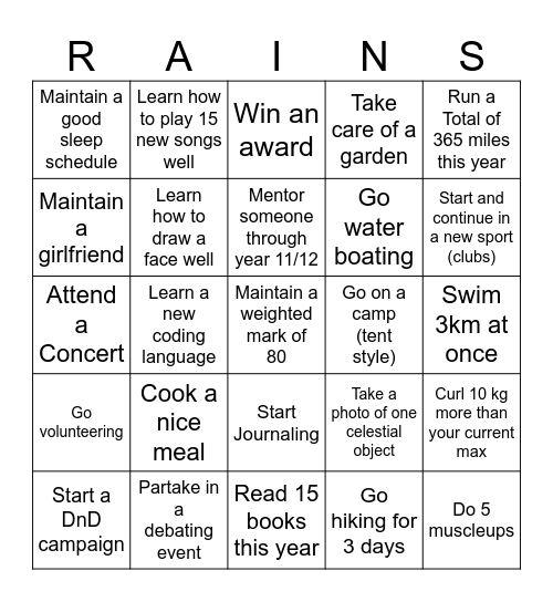 2025 Bingo Card