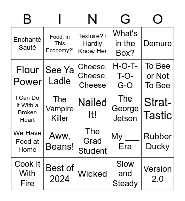 2025 Cooking Bingo! Bingo Card