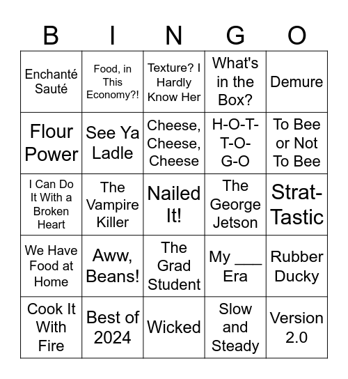 2025 Cooking Bingo! Bingo Card