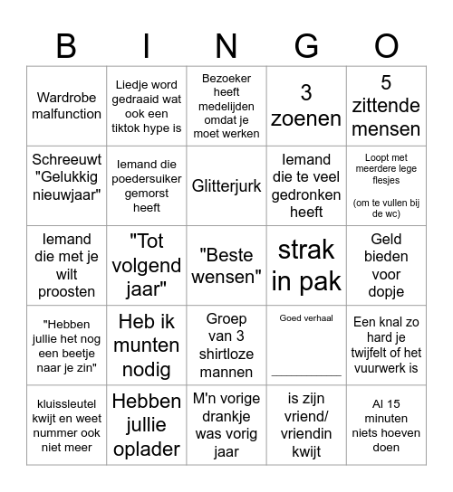 De nieuwjaars bingo voor de Afas Toppers Bingo Card