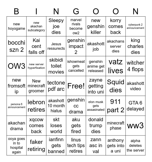 2025 bingo Card