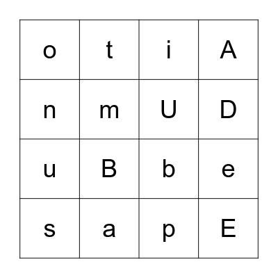 l'alphabet Bingo Card