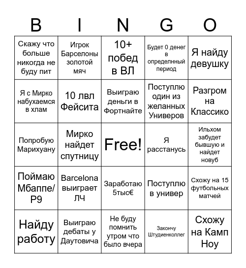 2025 Шохжахон События Bingo Card