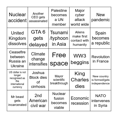 2025 Bingo Card