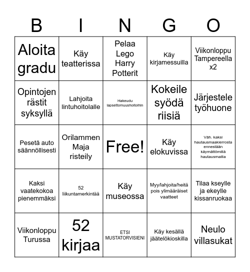 2025 Bingo Card