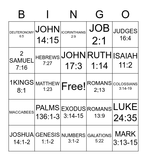 BIBLE Bingo Card