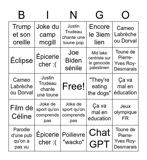 Byebye 2024 Bingo Card