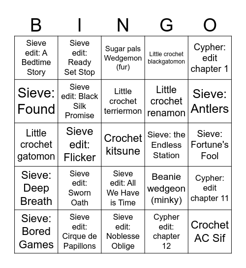 Project Bingo Card