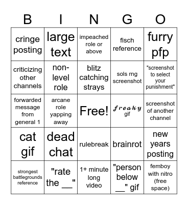 General 2 Bingo Card