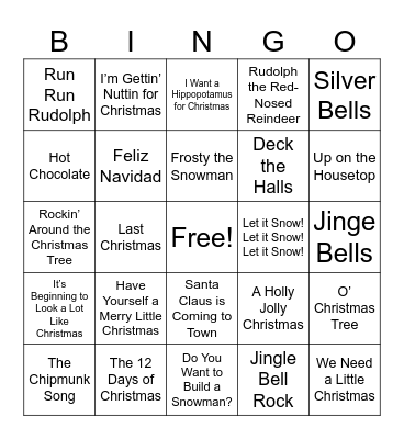 Christmas Songs! Bingo Card