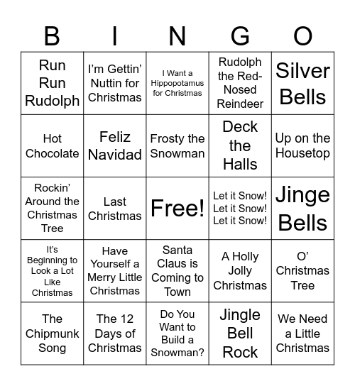 Christmas Songs! Bingo Card