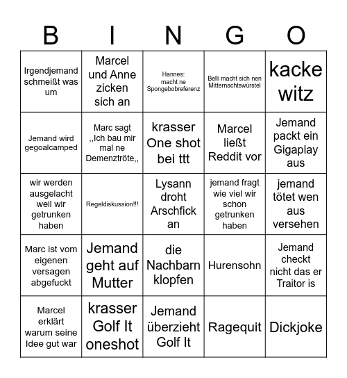 Saufspiel Bingo Card