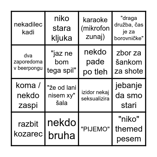 Novo leto 2025 Bingo Card