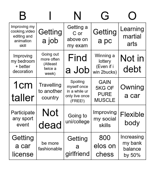 2025 Bingo For myself Bingo Card