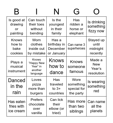 Smartgrp - New Year Bingo Card