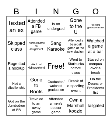 New Years Bingo Card