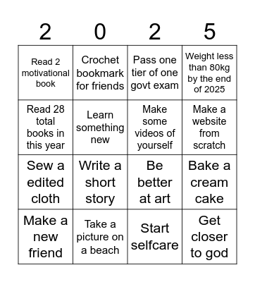 2025 Bingo Card