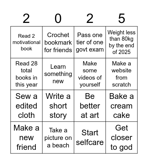 2025 Bingo Card