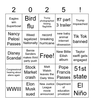 2025 Bingo Card