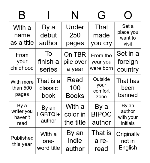 2025 Reading Bingo - Read a Book... Bingo Card