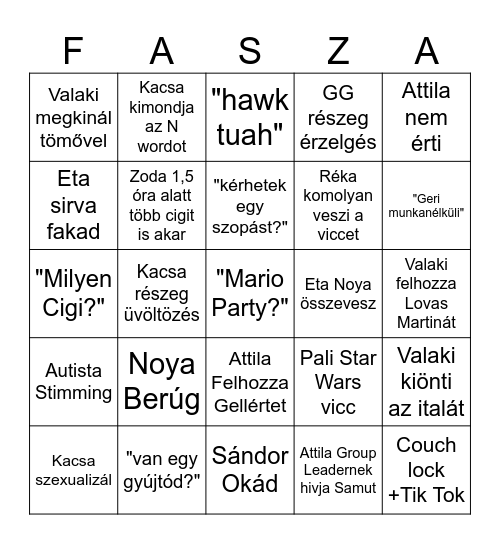 Újév Bingó Bingo Card