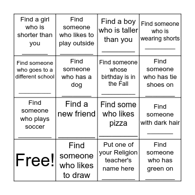 Friends Bingo Card