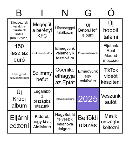 Bin Goo Bingo Card