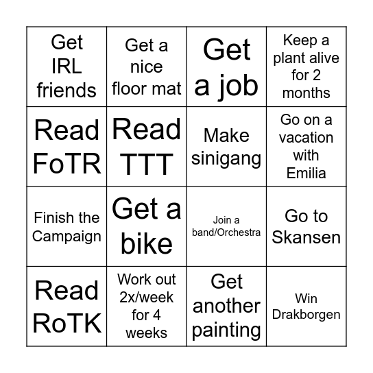 2025 Bingo Resolutions Bingo Card