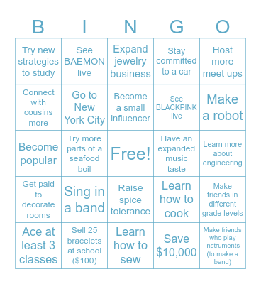2025 Bingo Card