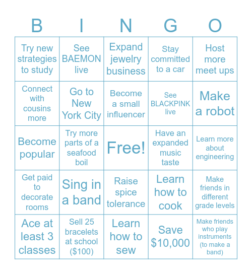 2025 Bingo Card