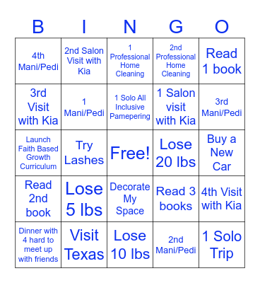Tameka's New Year's Bingo Card
